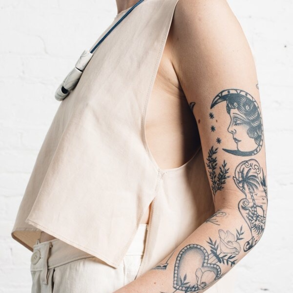 SOLD Ozma of California Apron Tank Silk/Linen - Picture 3 of 8